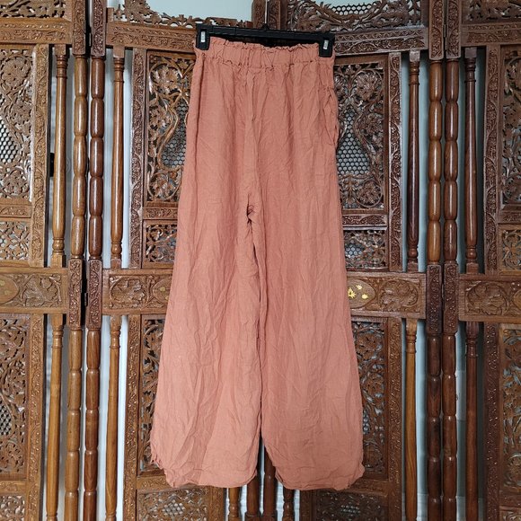 Cropped Wide Leg 100% Linen trousers Indie Brand Len OK - Picture 3 of 9